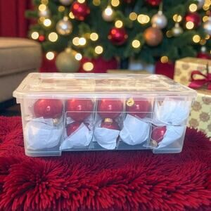 IKEA VINTERFINT Red Bauble Ornaments (Set of 40) in Storage Container